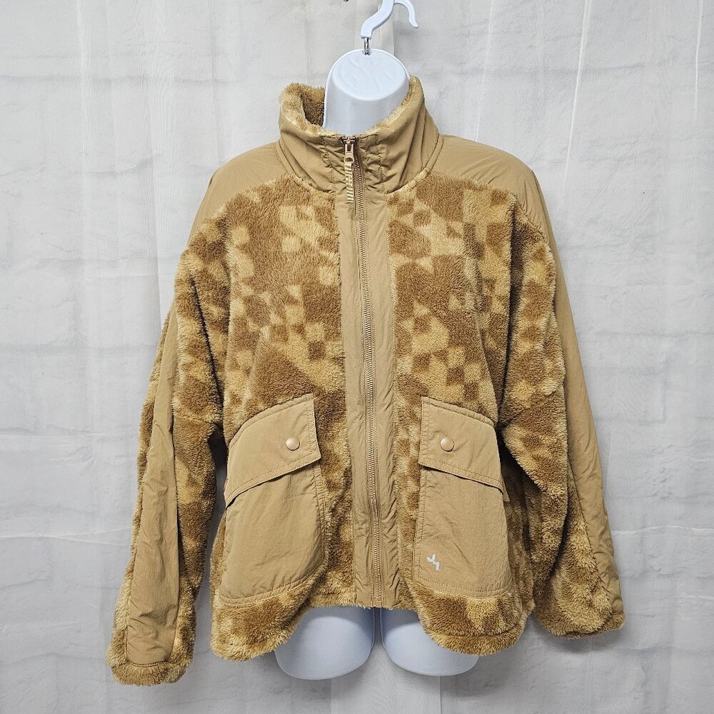 JoyLab Tan Fleece Jacket Bomber Zip Cozy Comfy Aztec L